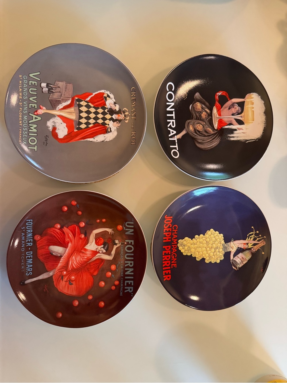 Pottery Barn Decorative Champagne Plate Set - Red, Black, Blue, Gray